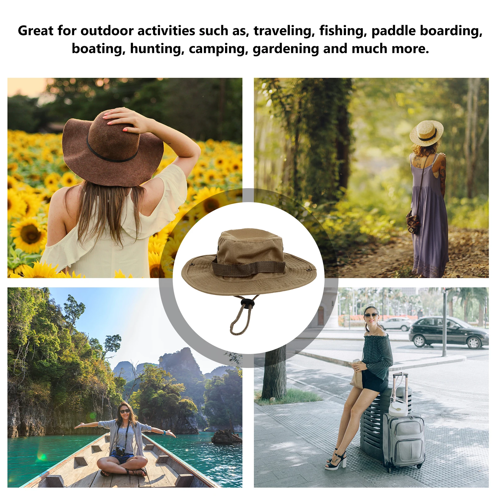 

1 pc Wide Brim Sun Protection Hat UV Resistant Lightweight Breathable Outdoor Fishing Camping Hat for Men Sunshade Headgear