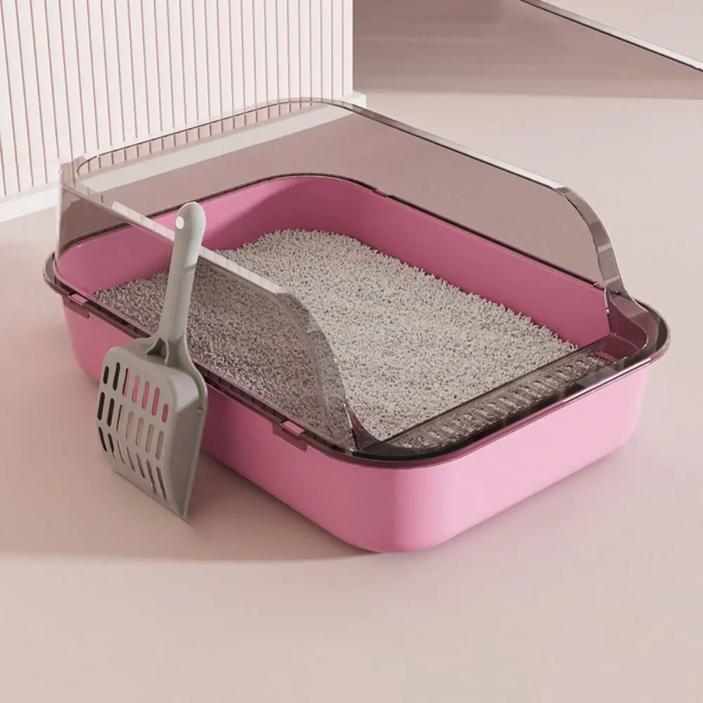 Semi-closed Cat Litter Box Anti Splash Open Top Cat Sandbox Plastic Cat Toilet Kitten Litter Pan For Rabbit Kitten