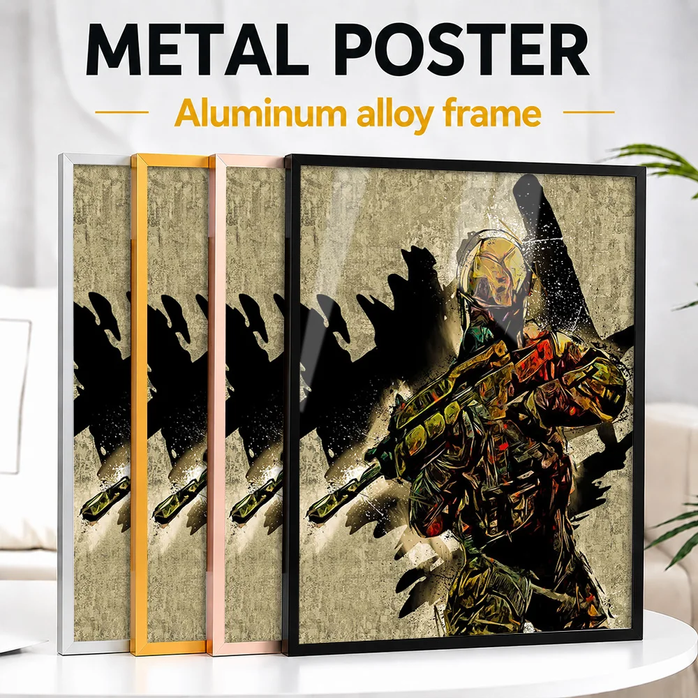 Tactical Soldier With Rifle Framed Metal Print Customized Painterly Wall Art For Home Office, Military History Enthusiast Gift