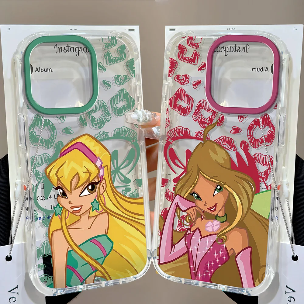 حافظة هاتف ساخنة للفتيات W-Winx Clubs iPhone 17 16 16e 15 14 13 12 11 Mini Pro Max X XR XSMax 7 8 Air Plus غطاء خلفي شفاف