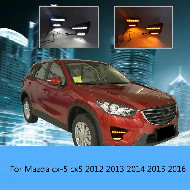 

1 пара DRL для Mazda cx-5 cx5 2012 2013 2014 2015 2016 светодиодные дневные ходовые огни указатель поворота желтый 12 В противотуманные фары