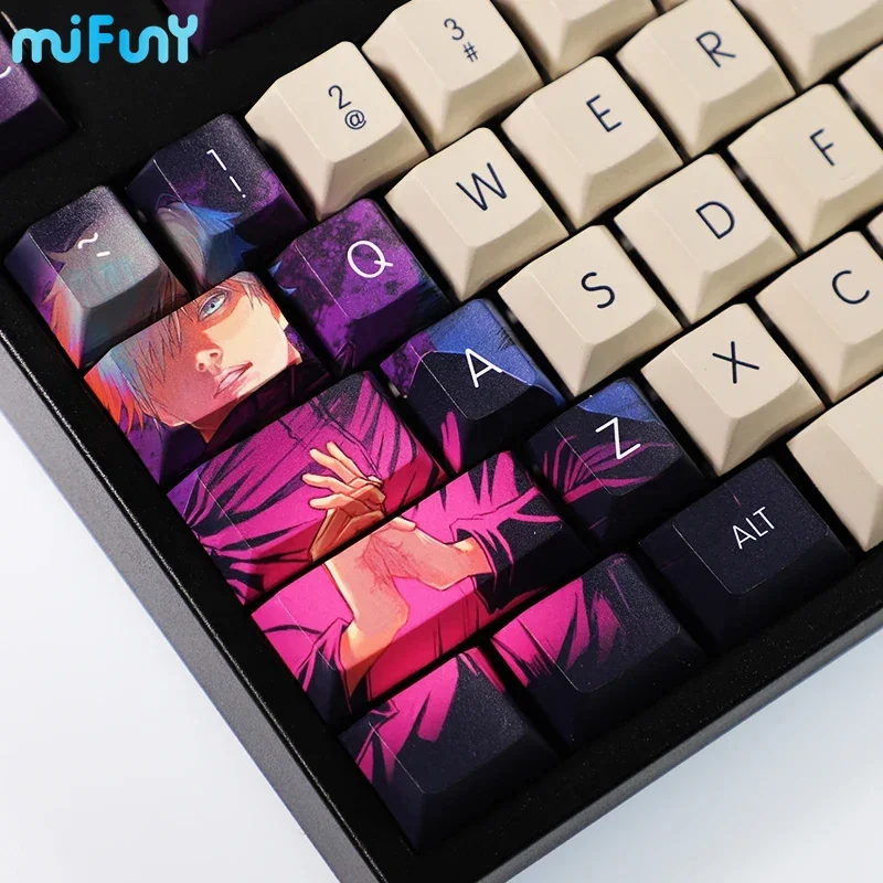 Imagem -05 - Jujutsu Kaisen Satoru Gojo Tema Keycap Grupo Cherry Perfil Key Cap Pbt Dye Subbed Anime Keyboard Cap Tampão de Teclado Mecânico