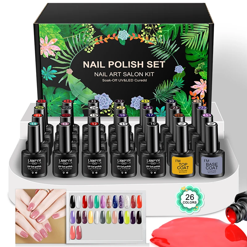 Gel Nagellack Kit UV LED Gel Lacke Set mit Dec klack und Basis lack Semi Permanent Nail Art Maniküre Gel Set einweichen