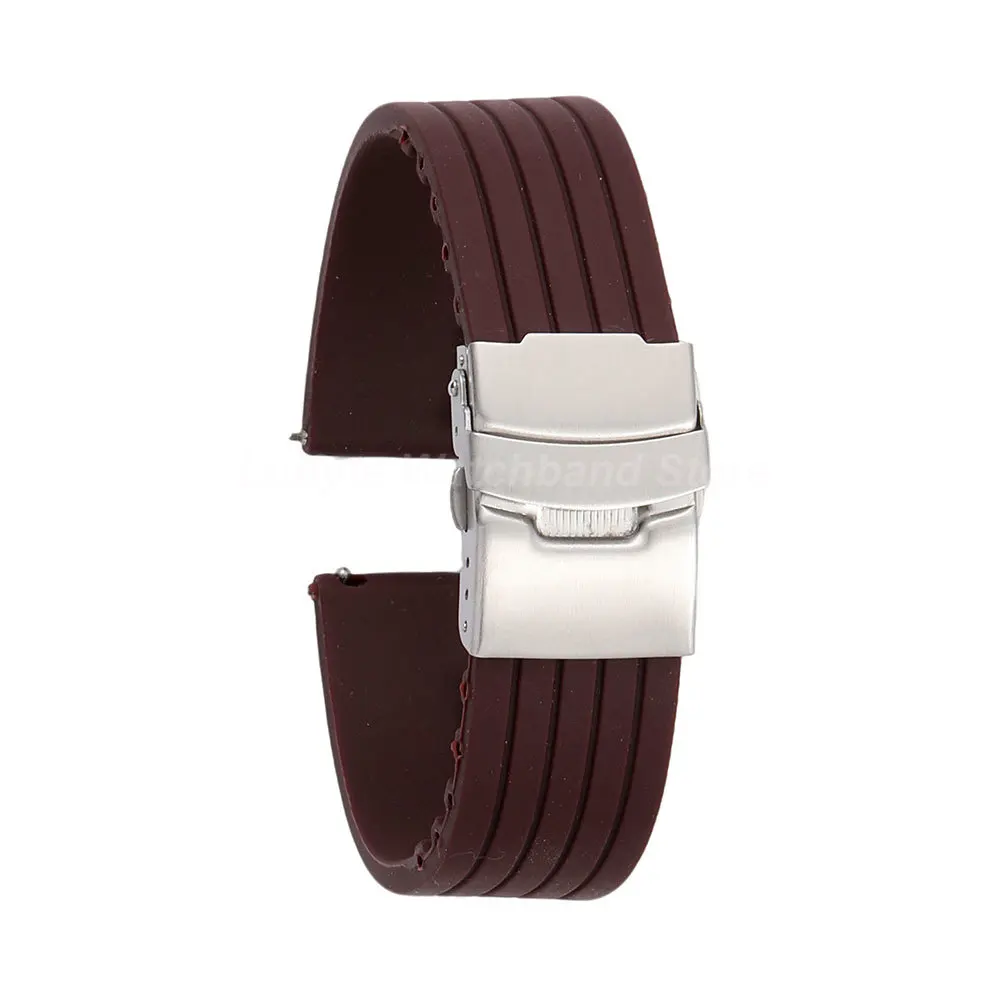 Men Silicone Watch Band 18mm 20mm 22mm 24mm Quick Release Spring Bar Waterproof Casual Replacement Tire Texture Wrist Strap