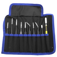 Precision Anti-Static 10Pcs/Set Curved Straight Tweezers ESD Tweezers Stainless Steel Industrial Repair Tools