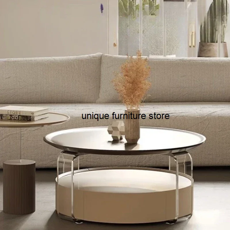 

Design Minimalist Coffee Table Modern Luxury Living Room Terrace Round Middle Table Night Taburete Madera Room Furniture YR50CB