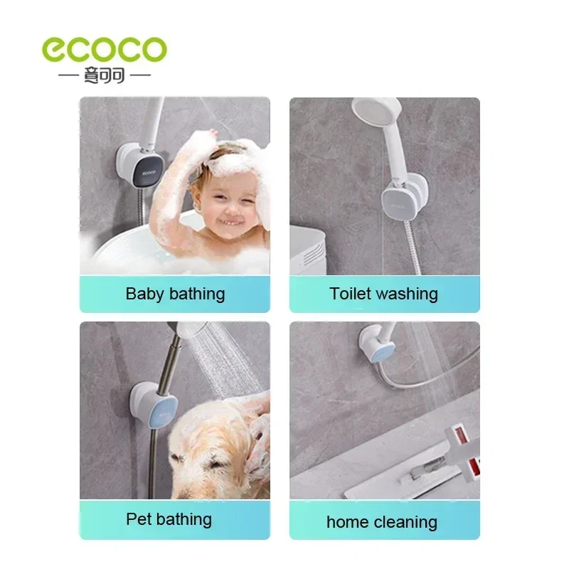 ECOCO Bathroom Shower Head Holder Wall Mounted  Shower Holder for Kid Pet Adult No Drill Shower Support Adjustable Bracket