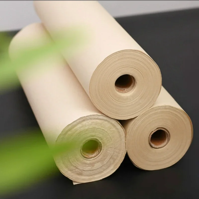 Thicken Bamboo Pulp Half Ripe Xuan Paper Long Roll Chinese Painting Creation Raw Xuan Paper Brush Pen Calligraphy Writing Papier