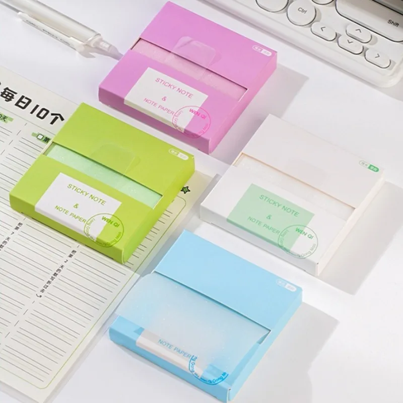 100 feuilles de couleurs nacrées posités bloc-Notes autocollants papier autocollants posté cahier mémo bloc-Notes autocollant de Message extractible