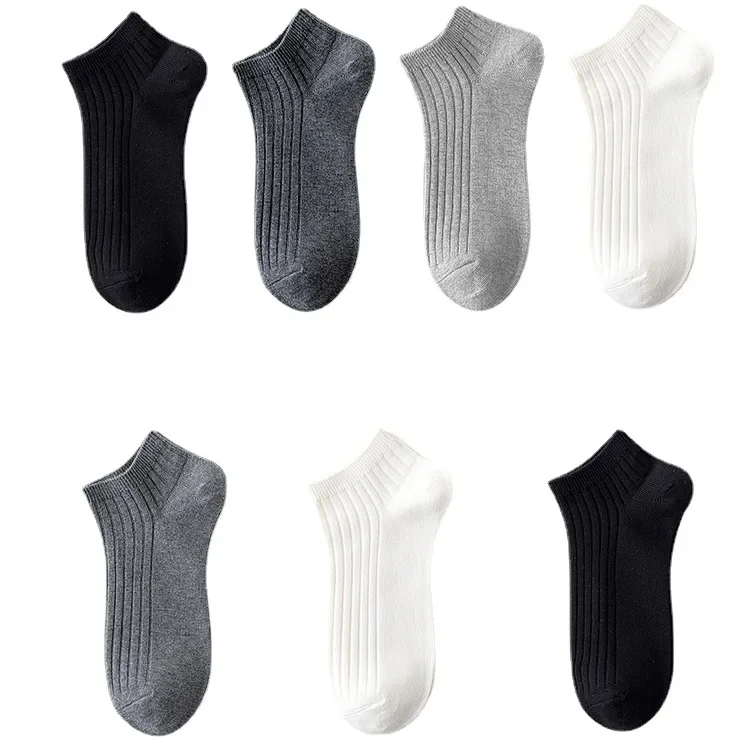 Men's Socks Spring Summer Thin Breathable Soft Polyester Cotton Socks Black Casual Business Ankle Boat Socks Size EU38-43