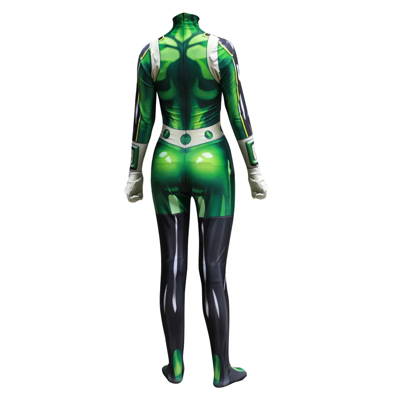 My foreAcademia Froppy Tsuyu Asui Cosplay Costume, IQUE dex Zentai imbibé, Costumes de batterie pour femmes et filles, Costume d'Halloween pour adultes, Perruques