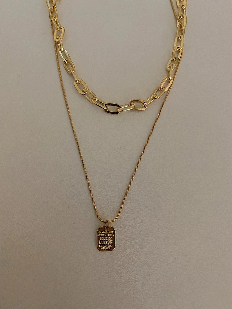 

Titanium With 18K Gold Layered Chains Choker Necklace Women Jewelry OL Designer T Show Runway Sweety Boho Japan Korean INS Hot