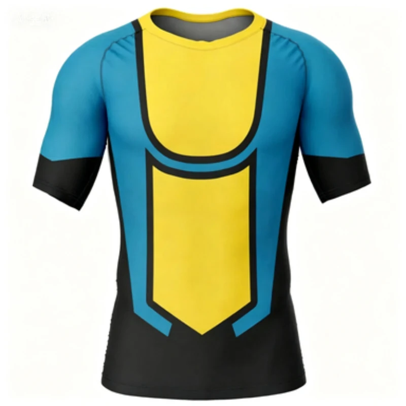 Refreshing Functional Style Geometric Armor Printed High-speed Dry Comfortable Training T-shirt