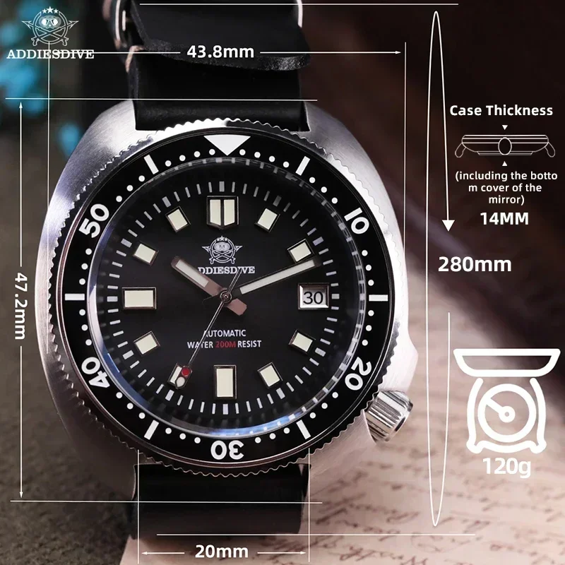 Addiesdive MY-H8 ساعة رجالية فاخرة موضة غواص NH35 حركة أوتوماتيكية ميكانيكية ياقوت كريستال 20ATM مقاوم للماء C3 مضيئة