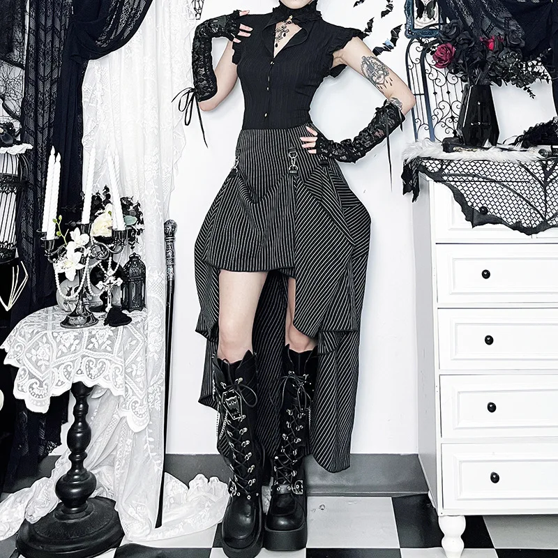 Saia Fena Estilo Gótico loween com Estampa Urbana, Saia Midi em Poliéster com Silhueta em Forma de Morcego