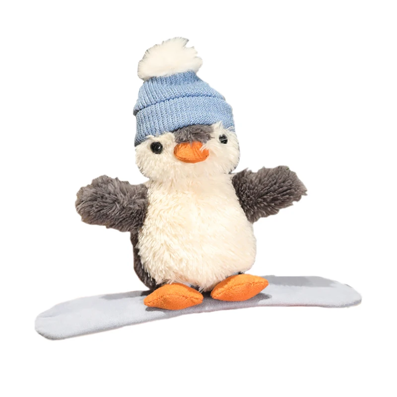 Cartoon Animal Wear Hat Scarf Doll Stuffed Skiing Penguin Plush Toy Bracelet Plushie Wrapped Around Arm Birthday Christmas Gifts