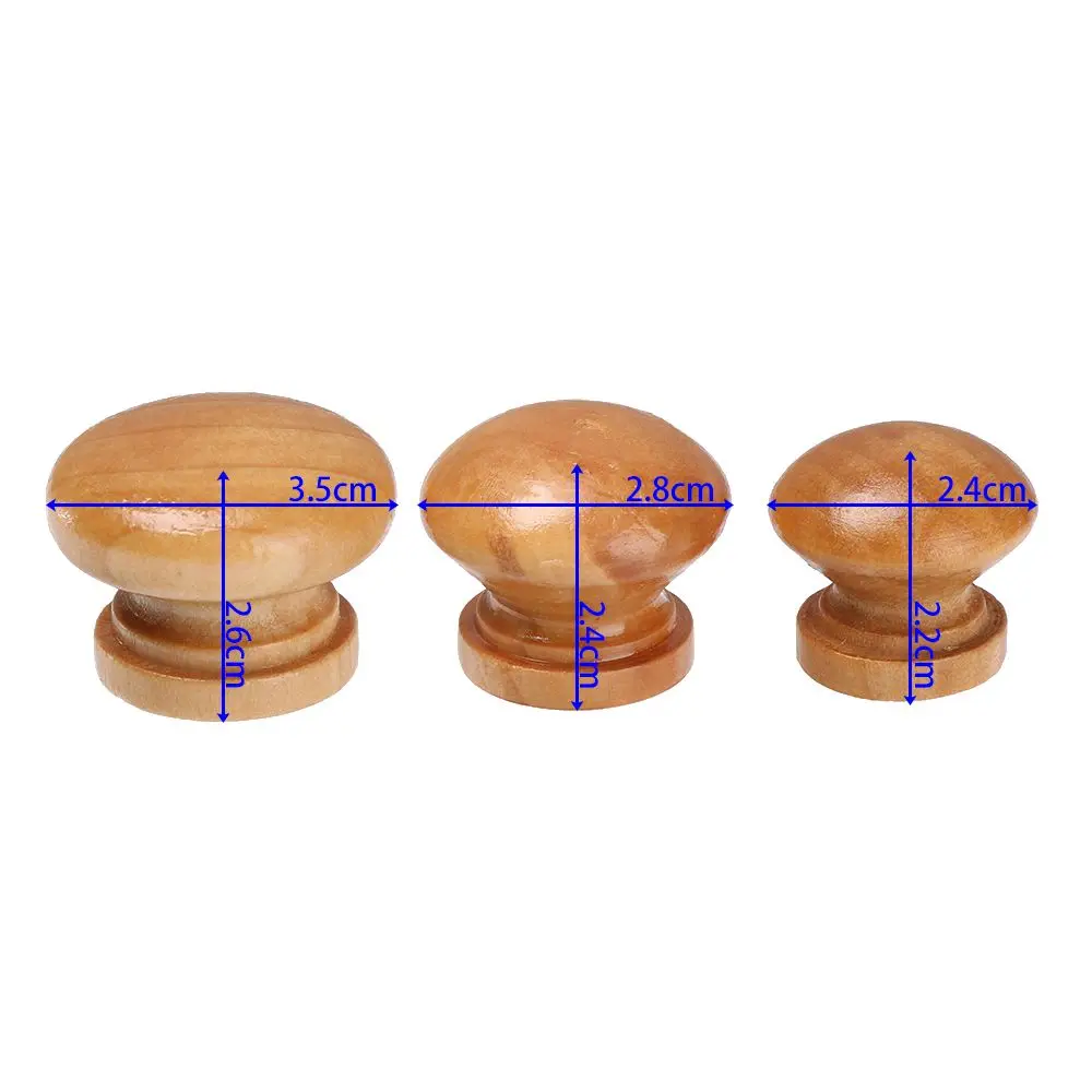 10pcs Hardware Kitchen Dresser Wardrobe Pulls Round Shape Furniture Fitting Drawer Knob Cabinet Pulls Natural Wooden Door Handle