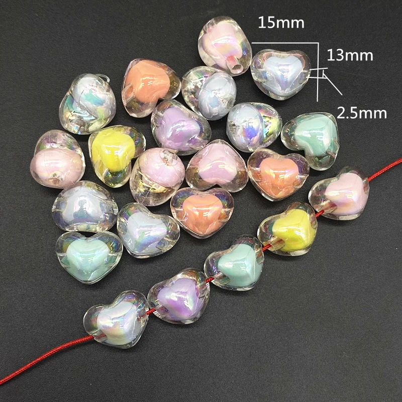 20 pcs AB Color Heart Acrylic Beads Star Shape Charms Bracelet Necklace For Jewelry Making DIY Accessories #ZZ04