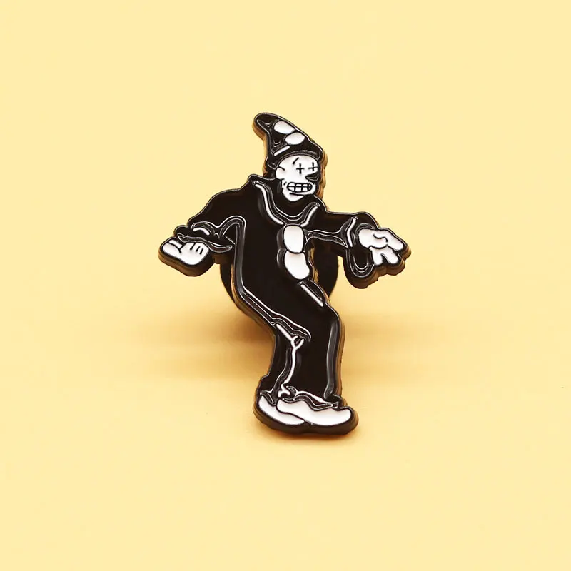 Halloween Gift Enamel Lapel Pin Circus Black And White Clown Collect Badge Jewelry Adorn Backpack Hat Collar Brooches