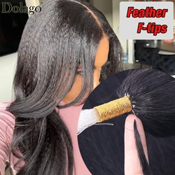 Feather F Tips Microlinks Human Hair Extensions Yaki Straight Bundles Nano Rings Hair Extension F Tips For Black Women Dolago