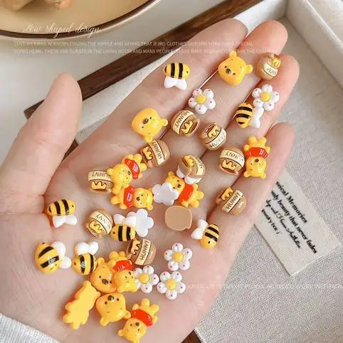 Winnie the Pooh Nail Accessories Cute mini Wearable Nails DIY Phone Case Fridge Magnets Hairpin Accessories cartoon Fun Gifts