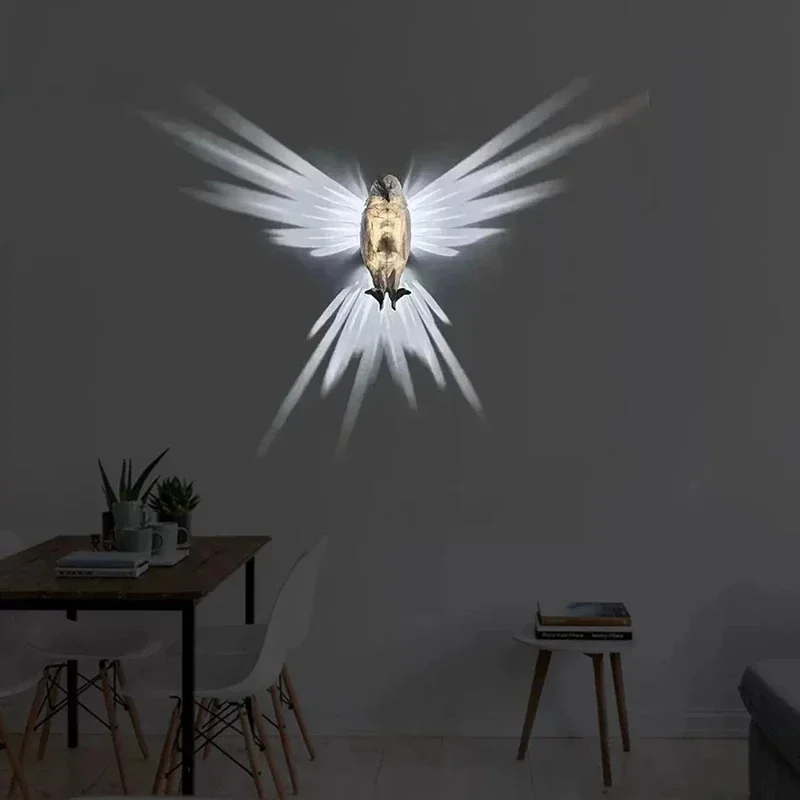 Lampada da parete per uccelli Halloween Gufo Proiettore a forma di aquila Atmosfera moderna e creativa Sconce Light Stampa 3D Corpo Illuminazione per animali Lustro