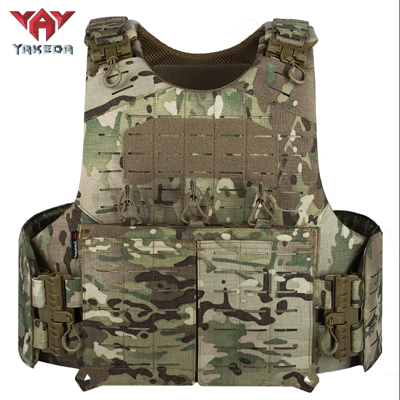 YAKEDA Quick Release Plate Carrier Tactical Vest Laser Cut PALS Hunting Protective Training Vest