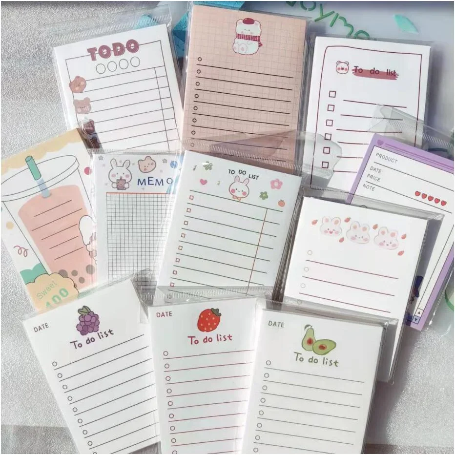 50 Sheets To Do List Memo Pad Cute School Stationery Notes ins Portable Notepad Office Supply Fruit Notebook Message Note Book