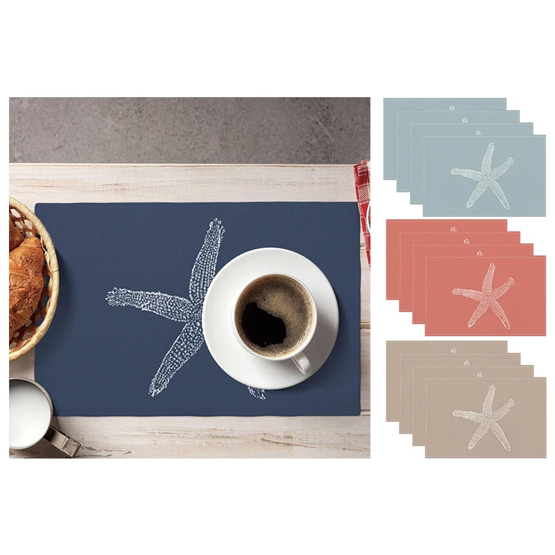 نجم البحر طباعة الكتان المفارش الحد الأدنى ديكور المنزل تحديد الموقع للمطبخ بار الجداول المضادة للانزلاق العازلة سطح المكتب واقية حصيرة