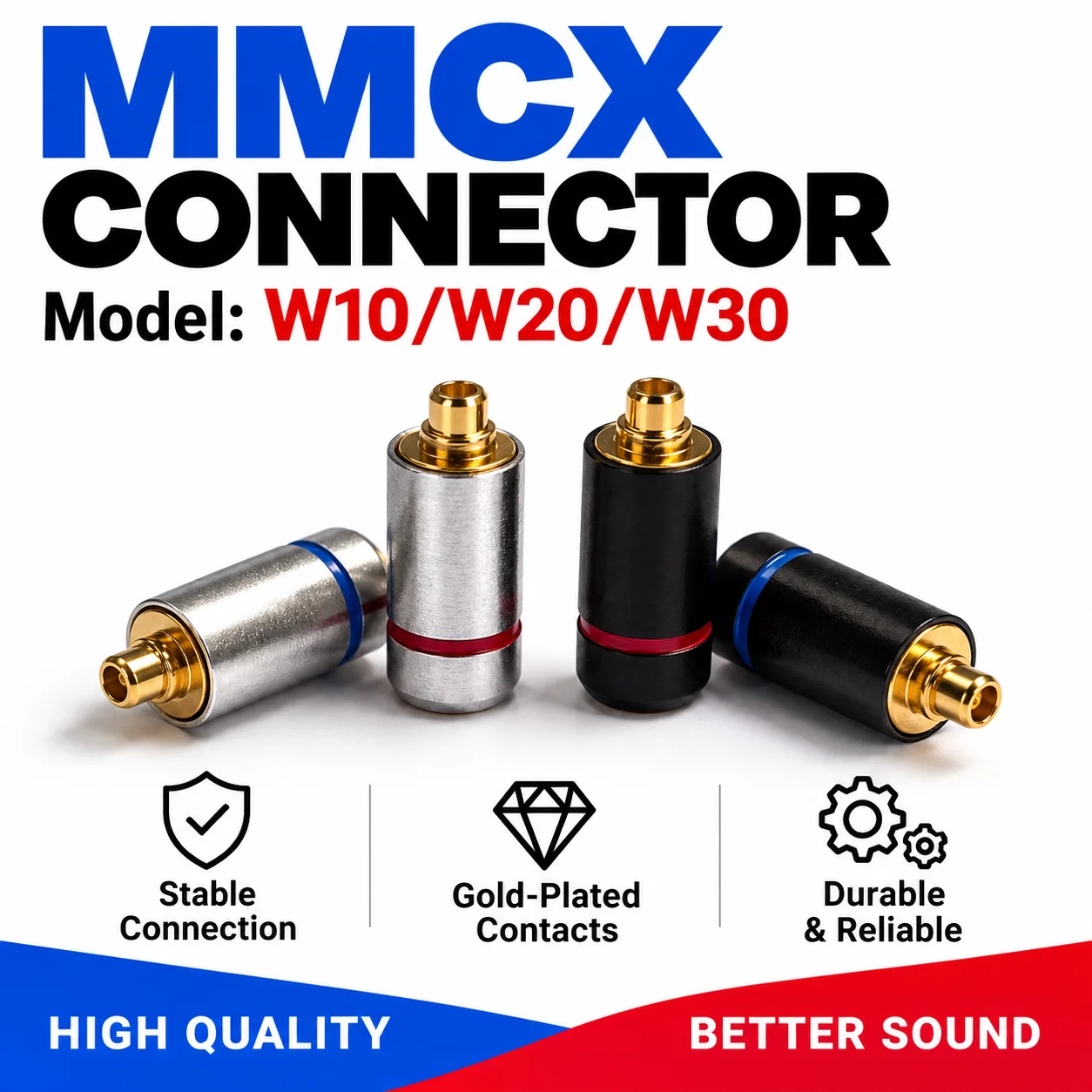 MMCX Connector Earphone Pin Plug Consumer Electronics DIY UE900 SE535 SE215 W10 W20 W30 Earphones Audio Jack Black Silver