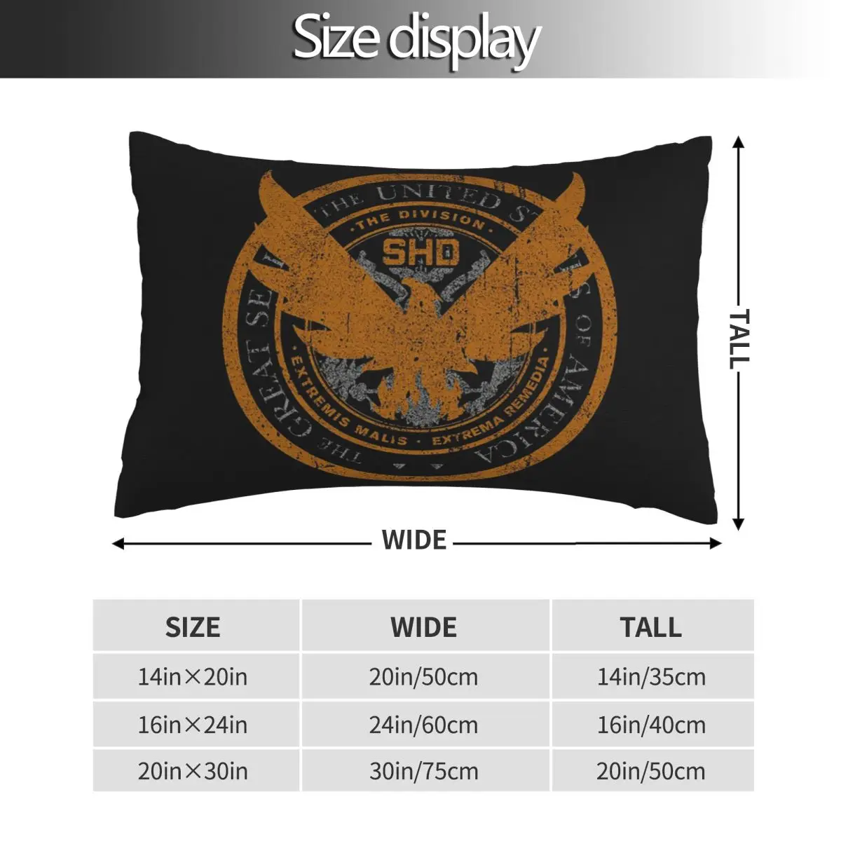 Game Tom Clancys The Division SHD Seal Rectangle Pillowcase Cushion Cover Decorative Bedroom Bed Home Comfort Throw Pillow view 5