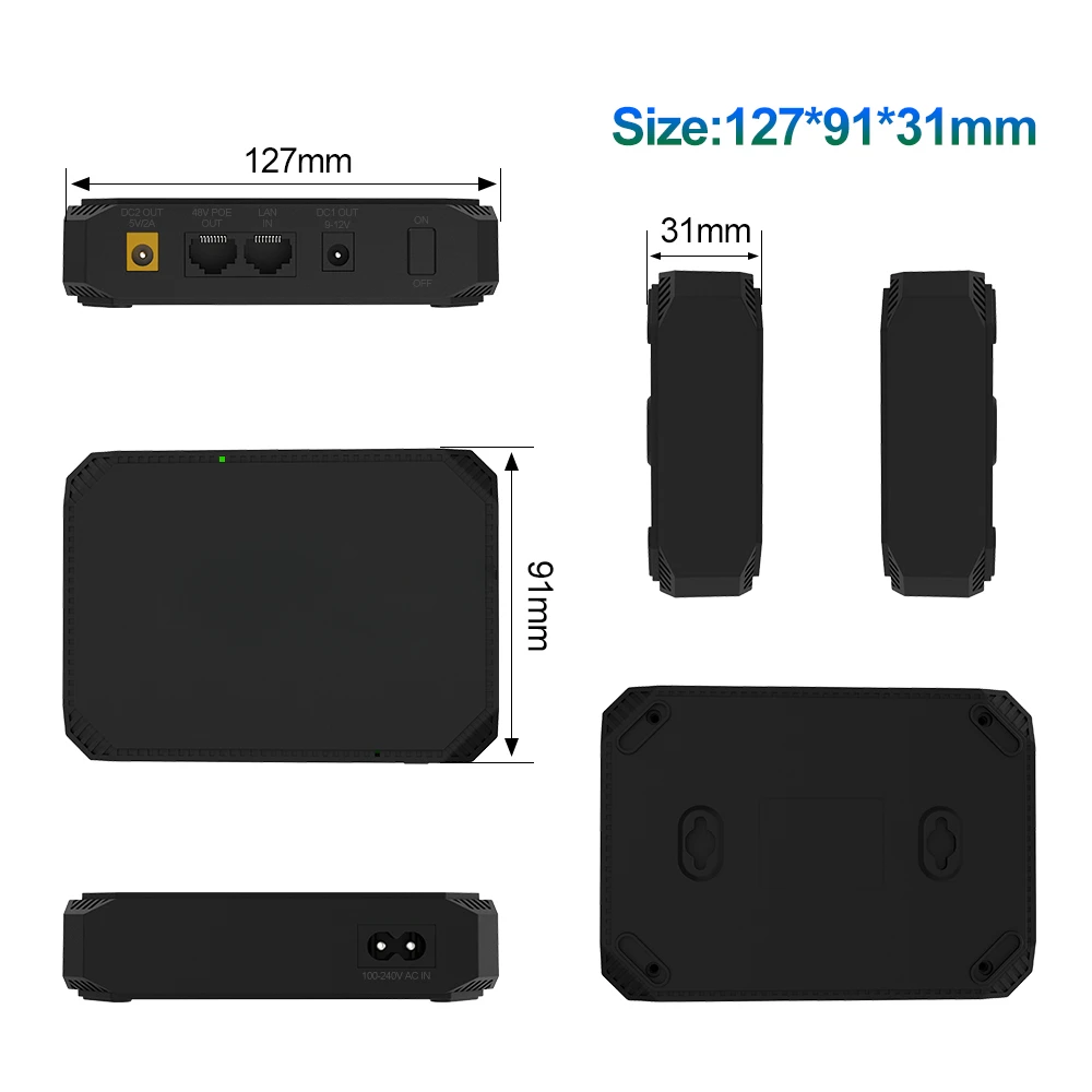 OUTPUT POE 48V/0.3A 2600mah Online Mini Ups Uninterruptible Power Supply with Lithium Ion Battery