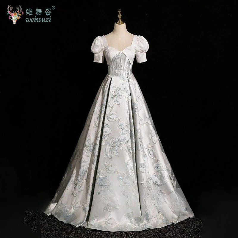 Mooie vintage bloem hoge taille gezwollen jurk mode avondfeest verjaardag afstuderen formele gelegenheid jurk podiumprestatie