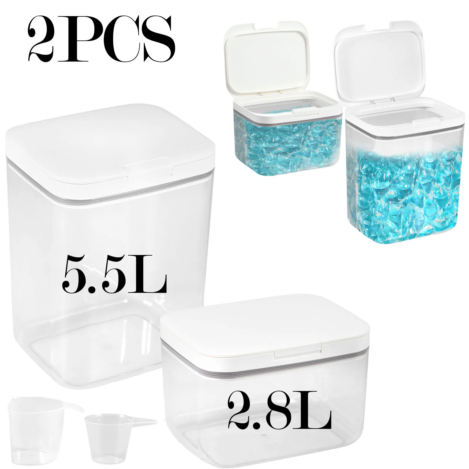 

Пластиковый автоматический всплывающий контейнер для хранения стручков для белья 2,8 л + 5,5 л большой емкости, ящик для хранения порошка для спальни, кухни