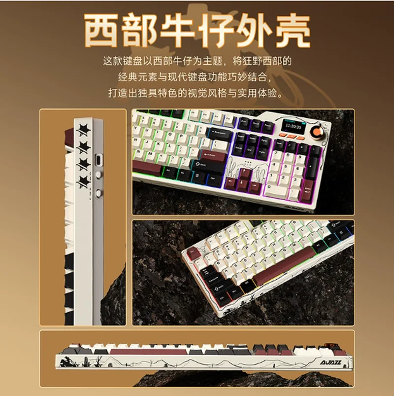 

Механическая клавиатура Ajazz-Ak35i V4, трехрежимные колпачки для клавиш из ПБТ в стиле вестерн с горячей заменой, FR4, игровая клавиатура с позиционированием