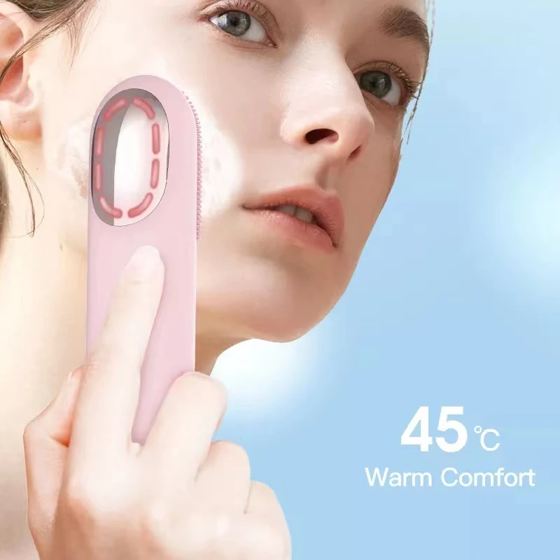 Warme Elektrische Gezichtsreiniger Borstel Thuisgebruik Gezichtshuid Aanscherping Diepe Reiniging Siliconen Gezichtsborstel