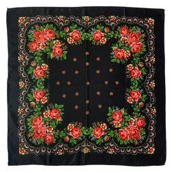 70*70cm russischer quadratischer Schal Luxus Blumen druck Bandana Schal weibliche Stirnband Schals ethnische Taschentuch Babuschka Kopf wickel