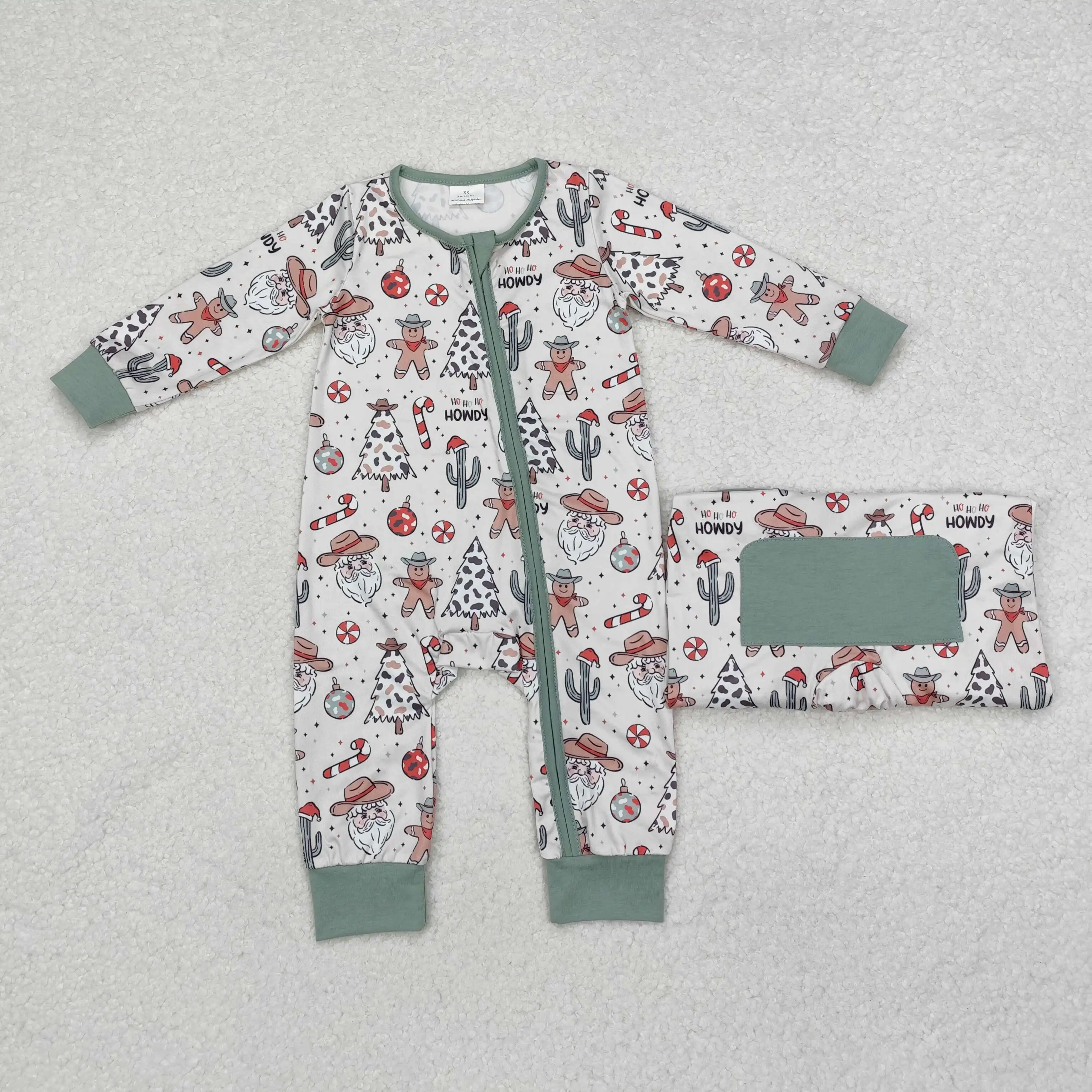 Wholesale Kids Zipper One-piece Newborn Coverall Christmas Bodysuit Infant Long Sleeves Howdy Jumpsuit Toddler Baby Boy Romper