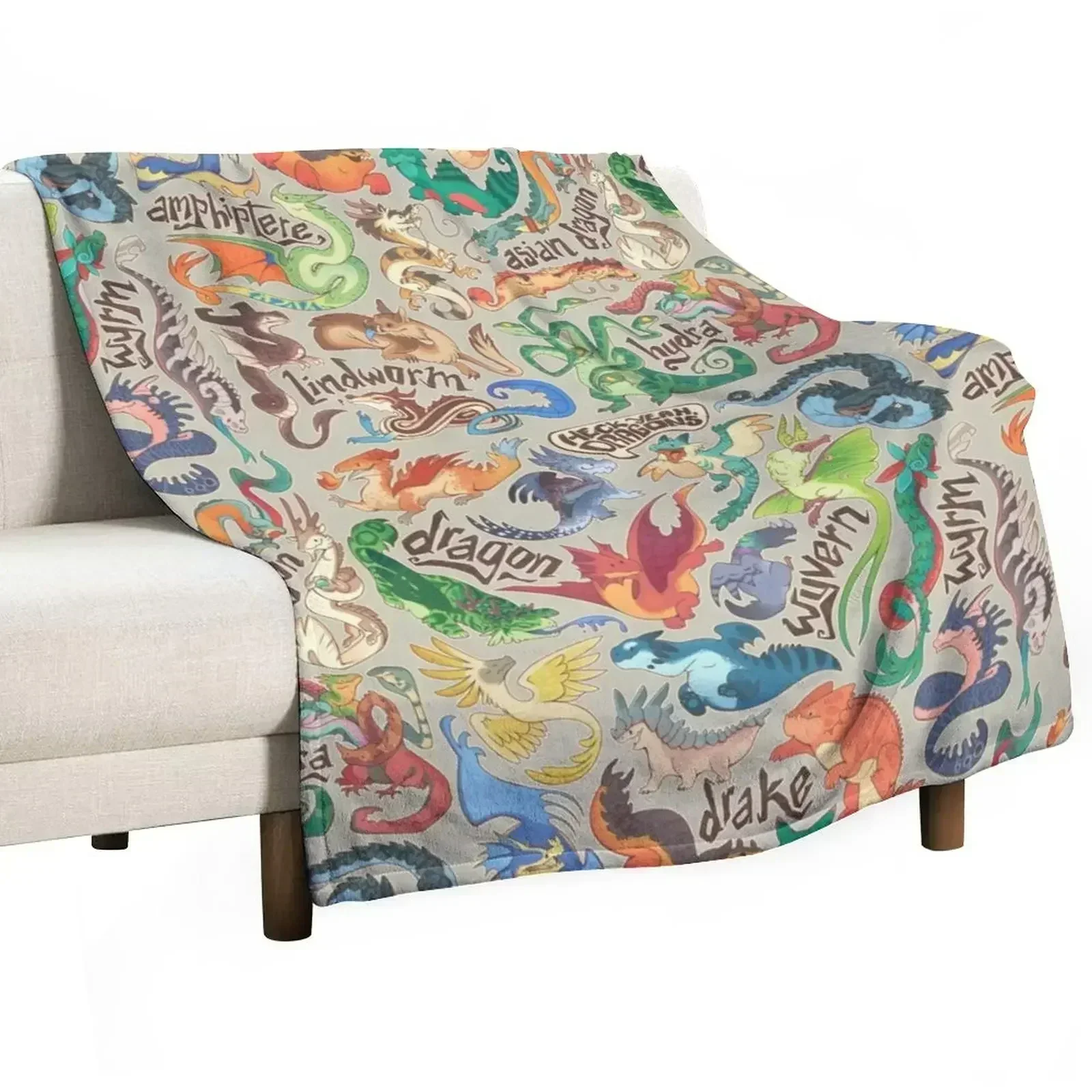 Mini dragon compendium Throw Blanket Fashion Sofas for sofa Weighted Bed linens Sofa Throw Nap Blankets