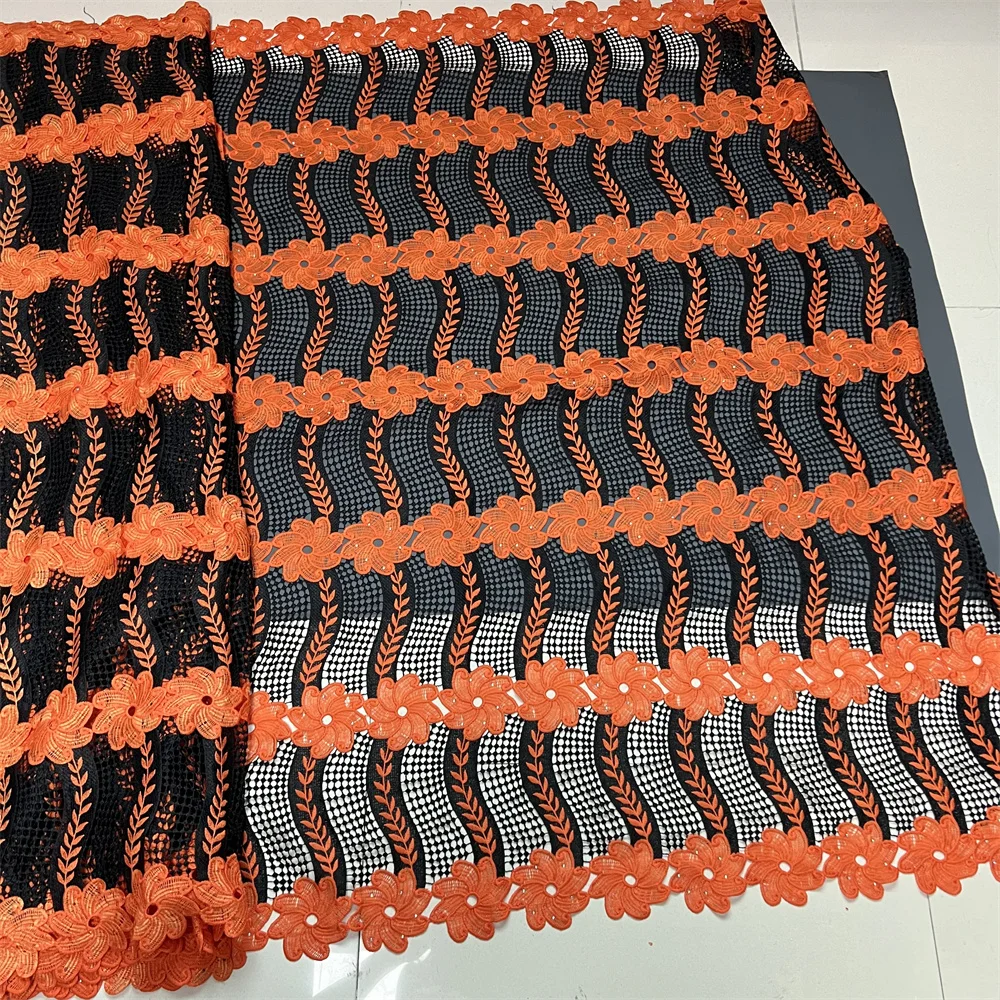 

2025 African Nigerian High-Quality Tulle Lace Fabric Cotton Embroidery Guipure 5 Yards for Prom Dresses Sewing Damask XL143
