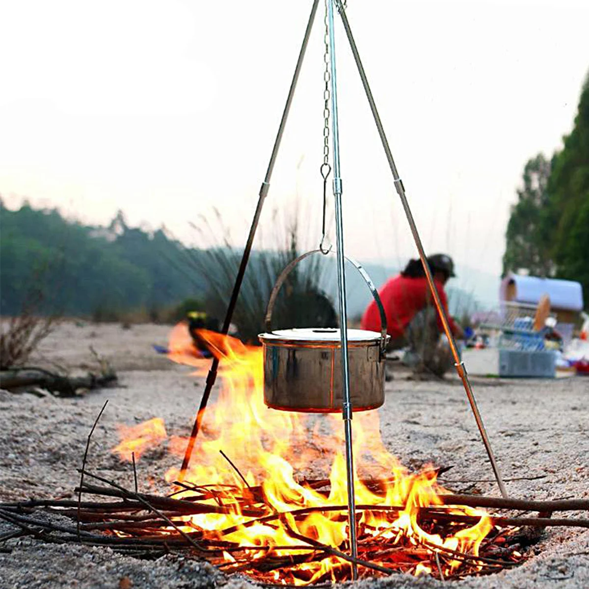 Camping Stativ Kochgeschirr halter Ausrüstung Hänge topf liefert Zubehör Rack Aluminium legierung Zubehör Stand werkzeuge