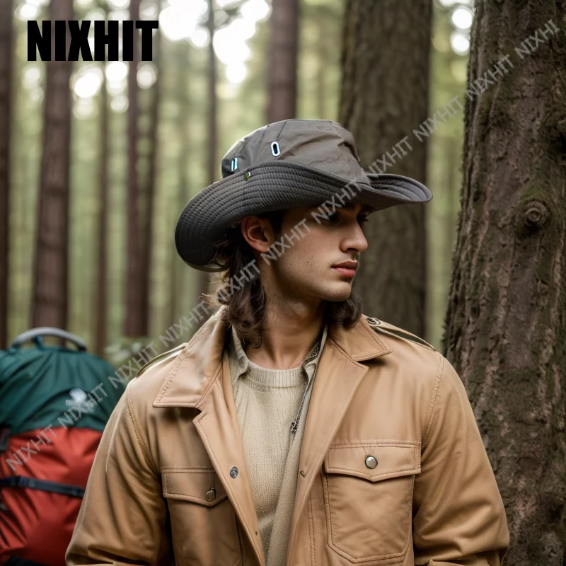 NIXHIT Sunscreen Men\'s Cap Summer Foldable Outdoor Sports Travel Camping Hiking Climbing Fishing Sun Bucket Hat Women Bunny Hat