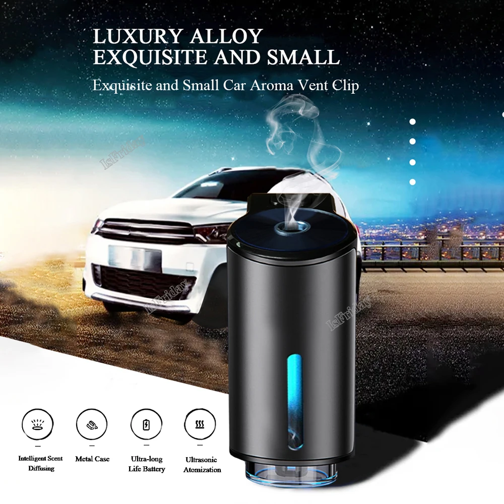 Intelligent Rechargeable Aromatherapy Scent Car Air Freshener Machine Waterless Essential Oil Car Aroma Diffuser with 10ml Oil