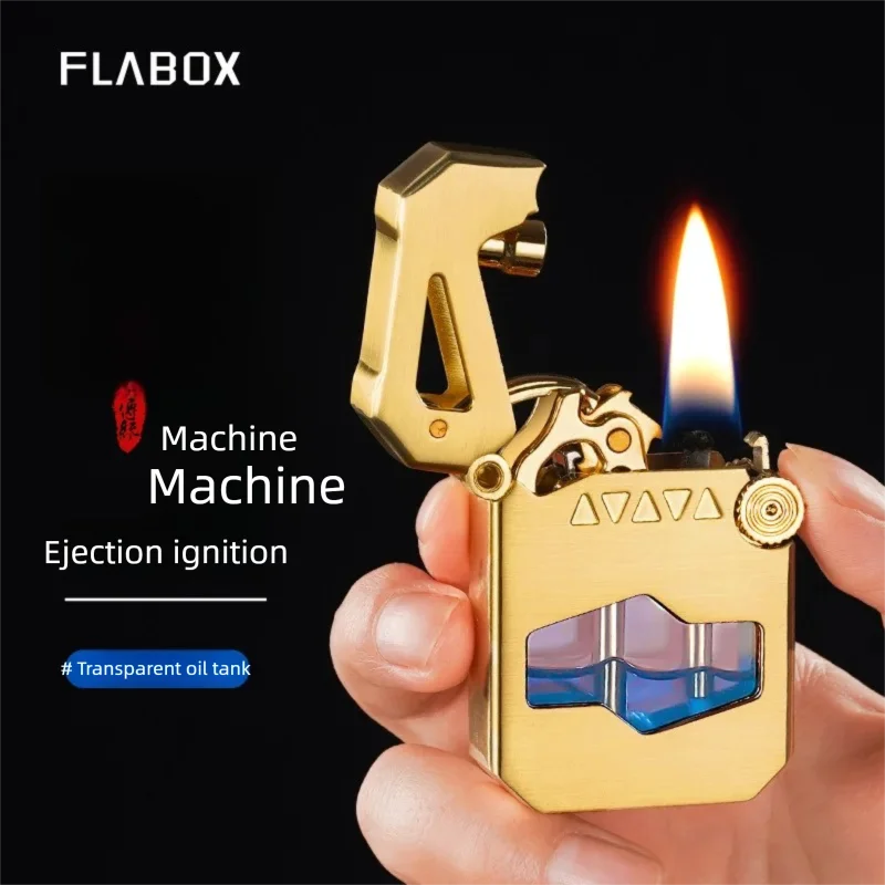 

Cyber Mech Flint Wheel Lighter One Touch Ejection Transparent Oil Chamber torches lighters butane cool lighters