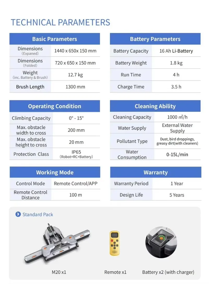 PV Power Station Automatic Clean Robot Solar Panel Scrubber for Photovoltaic Array Dust Removal Custom