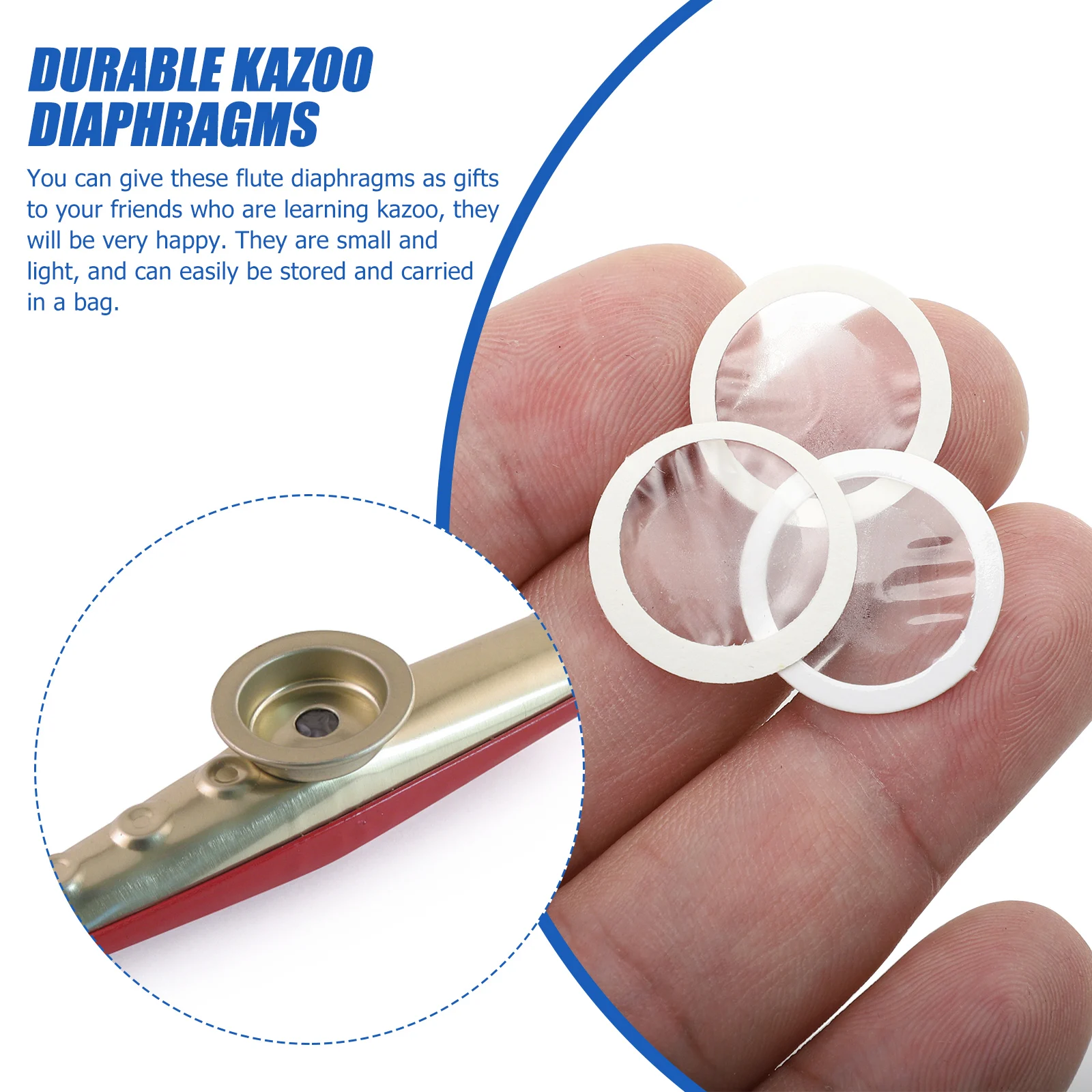 

50 PCS Kazoo Flute Diaphragm Musical Instrument Percussion Instruments for Adults Plastic Moon Professional Diaphragms