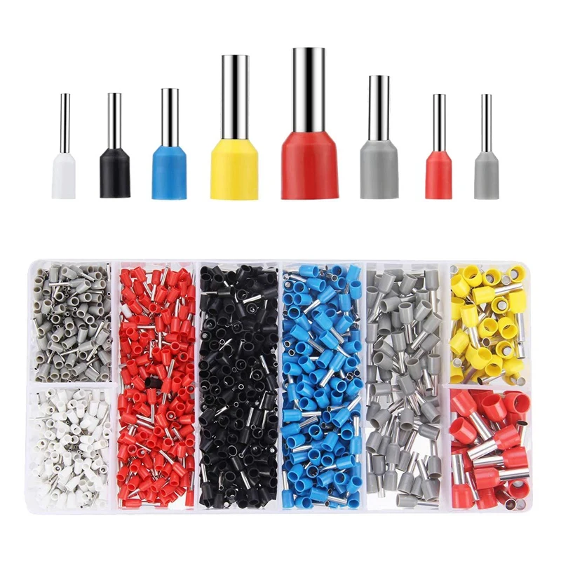 Wire Ferrules Connector Terminals Kit Insulated End Set 1200PCS Assortment Ferrule Wire Connector Kit Insulated Cord Pin End