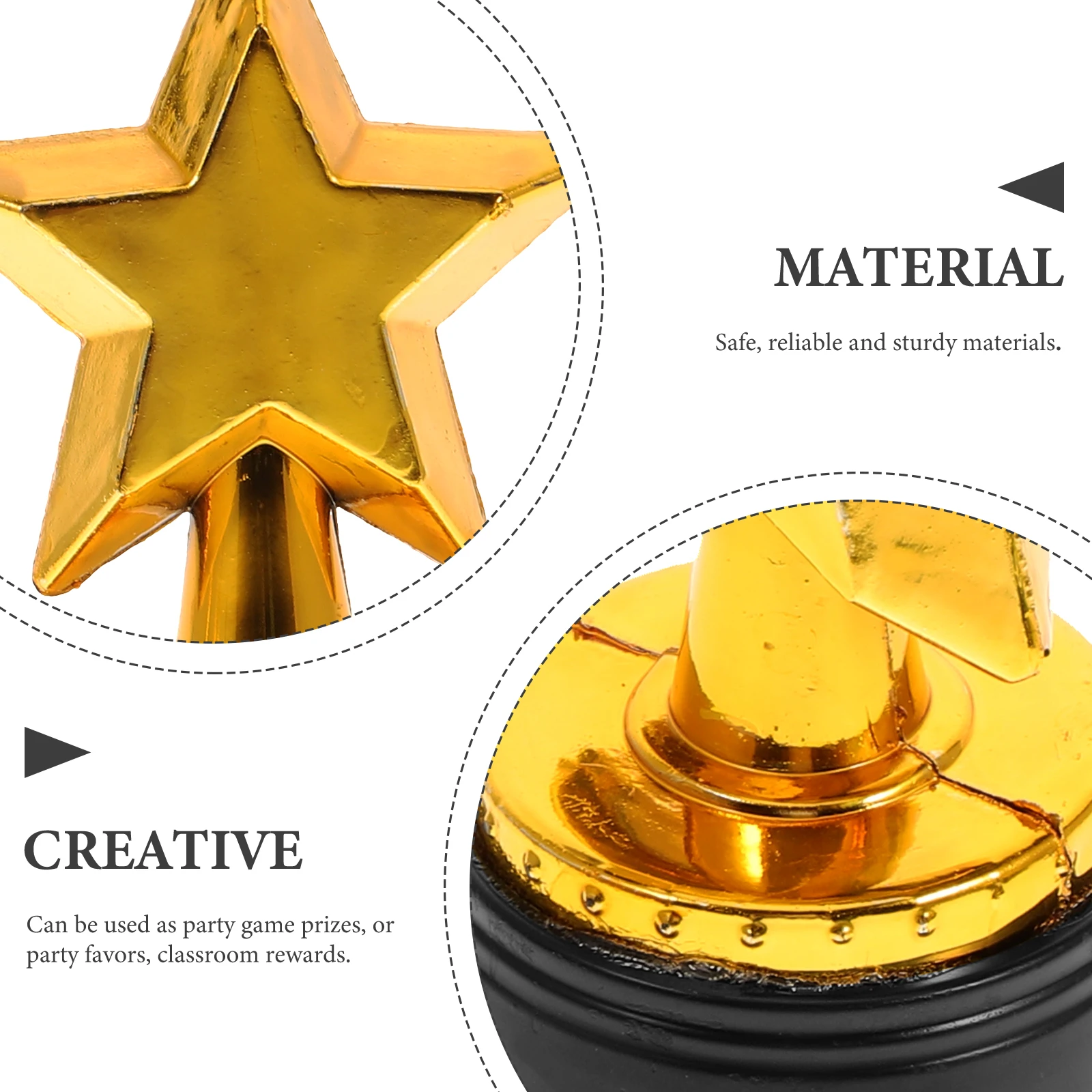 

6pcs Plastic Trophy Party Award Trophies Kids Golden Star Small For Children Adults Classroom Prizes Spelling