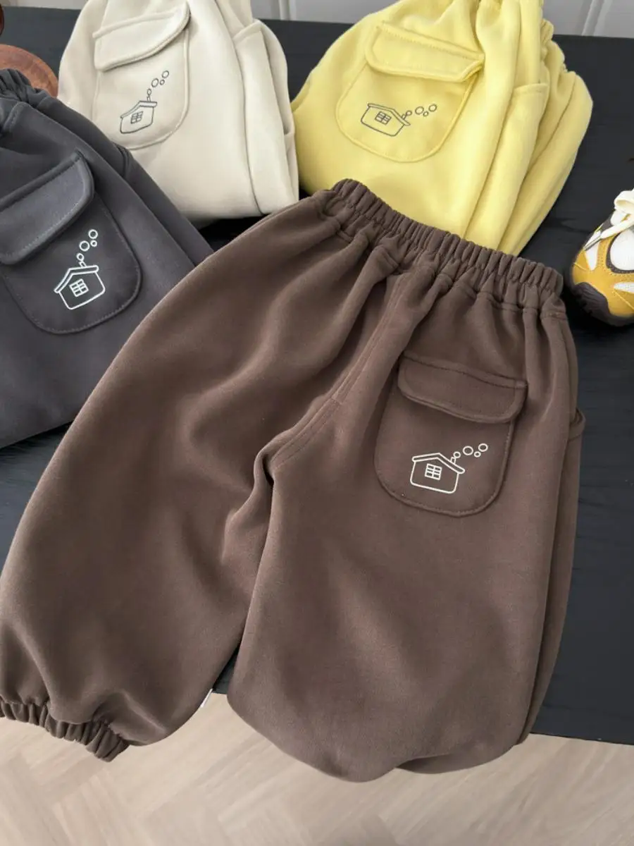 กางเกงกีฬาเด็กผู้ชาย แฟชั่นฤดูใบไม้ร่วง สีน้ำตาล ลำลอง เสื้อผ้าเด็ก แมทช์ได้กับทุกชุด กางเกงขายาว ทันสมัย ใหม่ กางเกงเด็ก