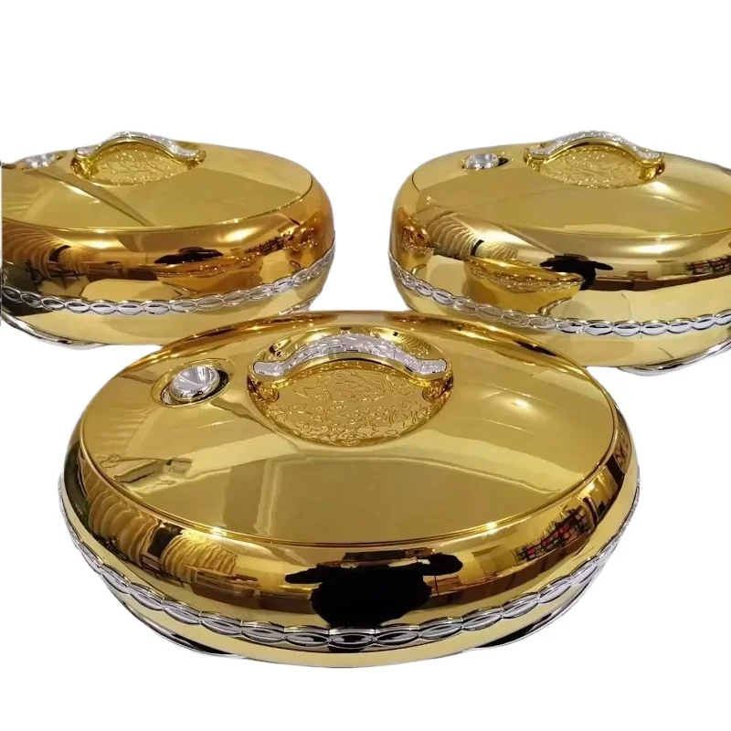 Classic Marble Pattern 4L 5L 6L Food Warmer Casserole Dish Hot Pot Set Insulated With Chain Band For Upscale Banquet Dinners